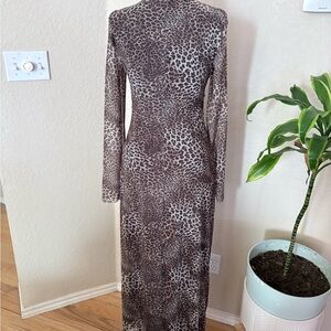 Zara Animal Print Long Sleeve Dress